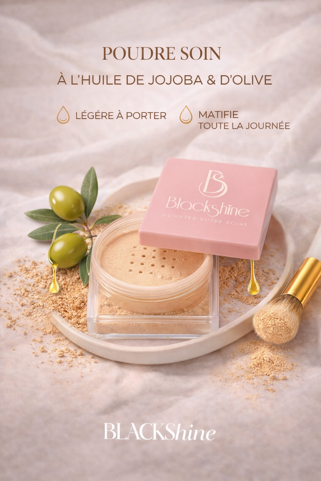 poudre libre Blackshine matifiante peau naturelle
