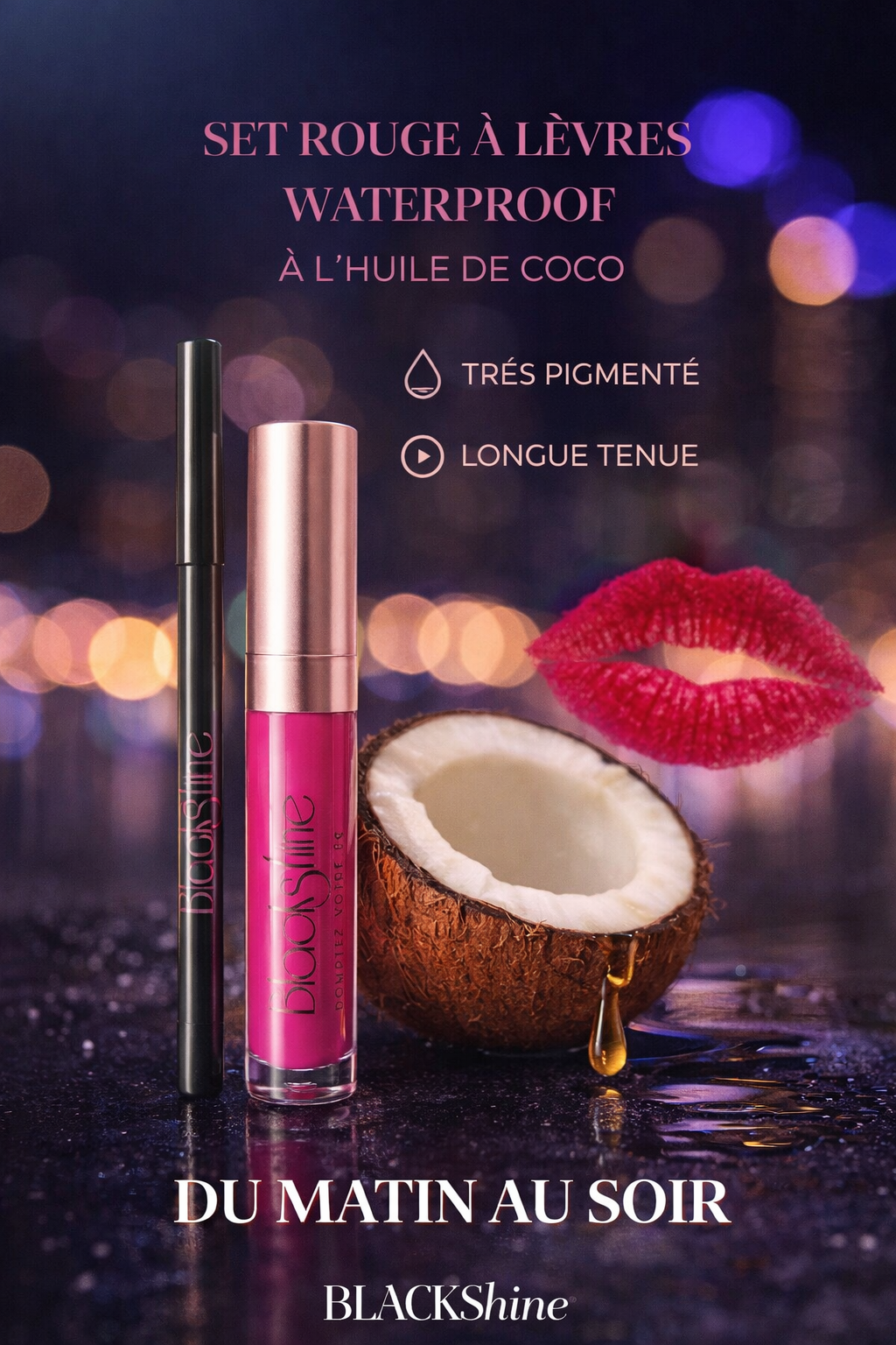rouge à lèvres waterproof Blackshine longue tenue